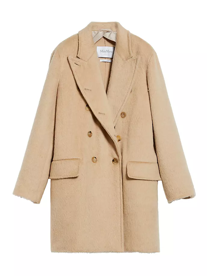 

Двубортное шерстяное пальто Rete Max Mara, цвет albino