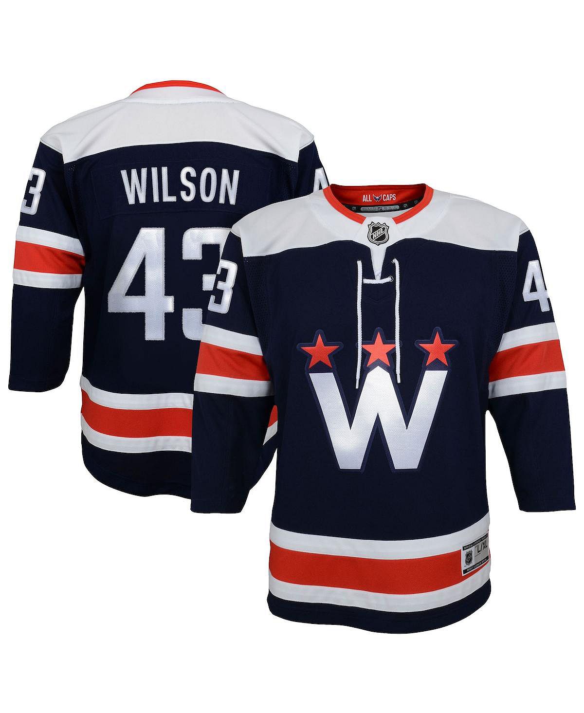 Джерси Big Boys Tom Wilson Navy Washington Capitals 2020/21 запасного игрока премьер-министра Outerstuff