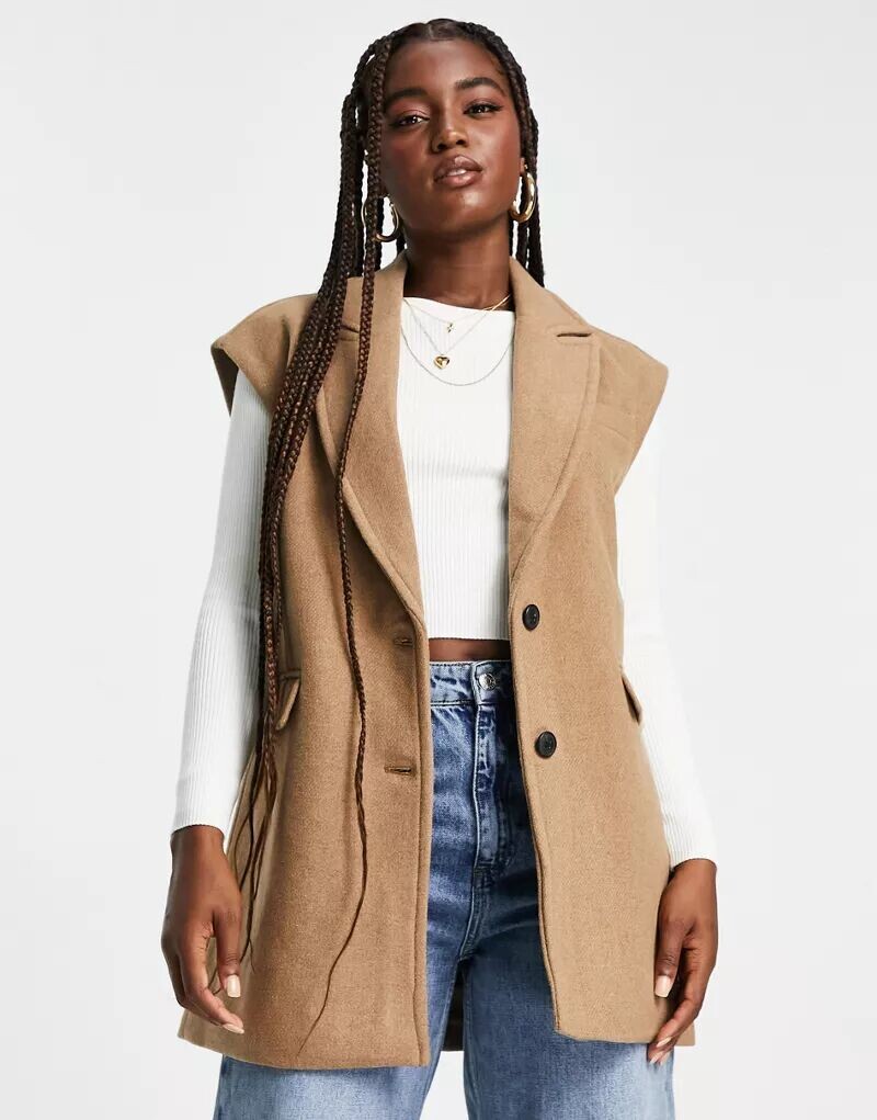 

Светло-коричневый строгий жилет Vero Moda