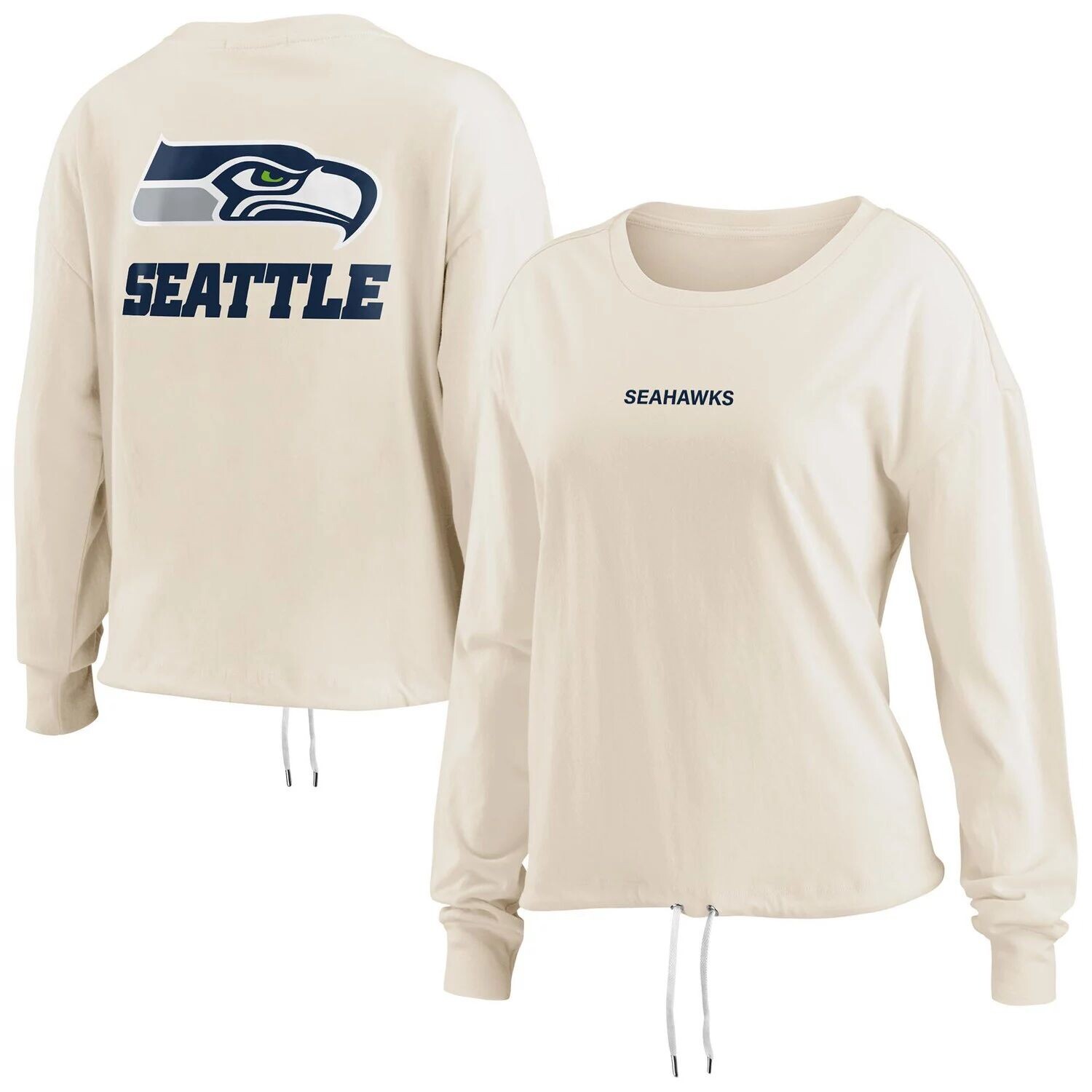 

Женская укороченная рубашка с длинными рукавами Erin Andrews Oatmeal Seattle Seahawks WEAR by Erin Andrews