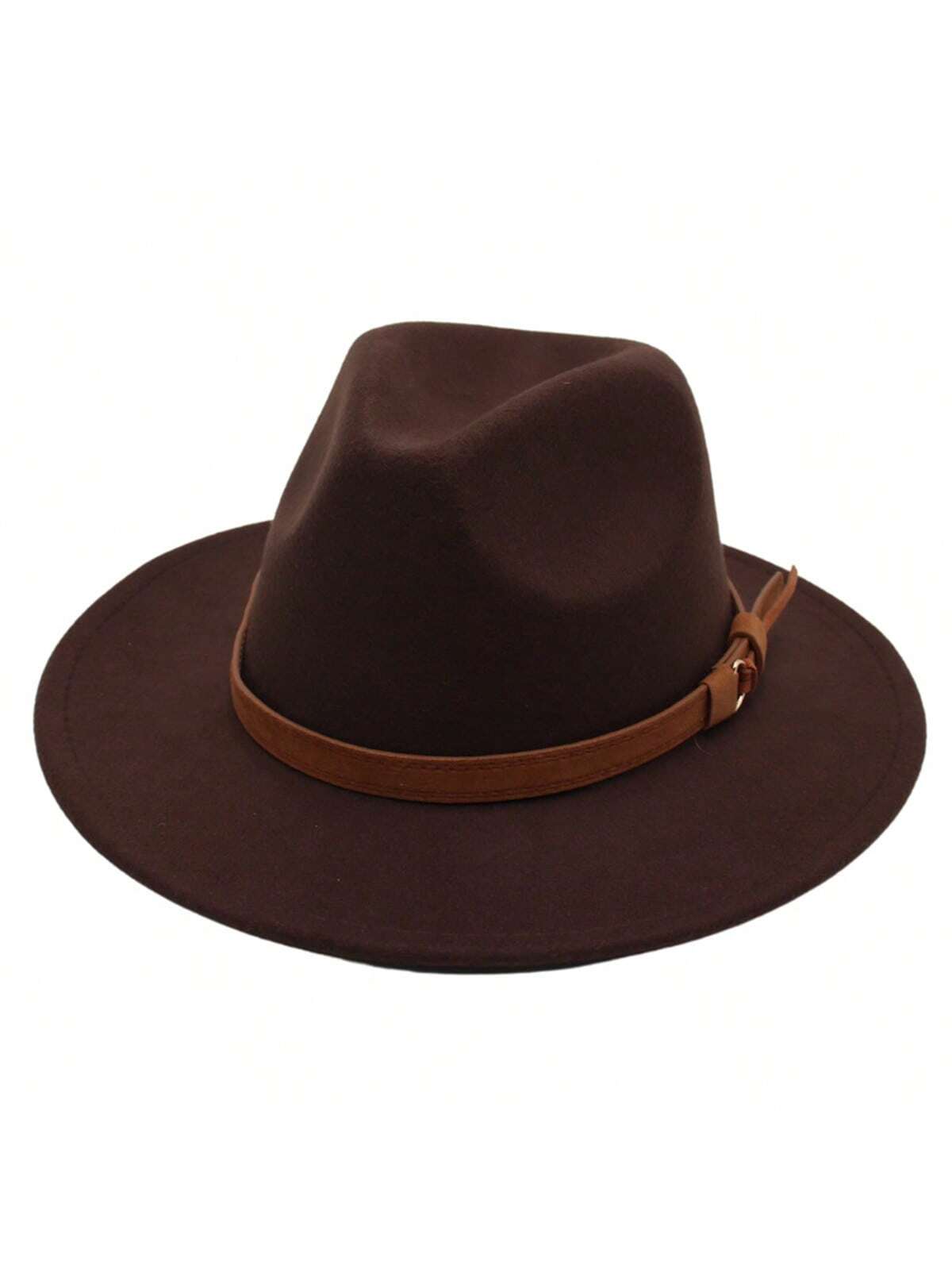 1 шт. черная шляпа Fedora в британском стиле с пряжкой ремня, кофейный коричневый