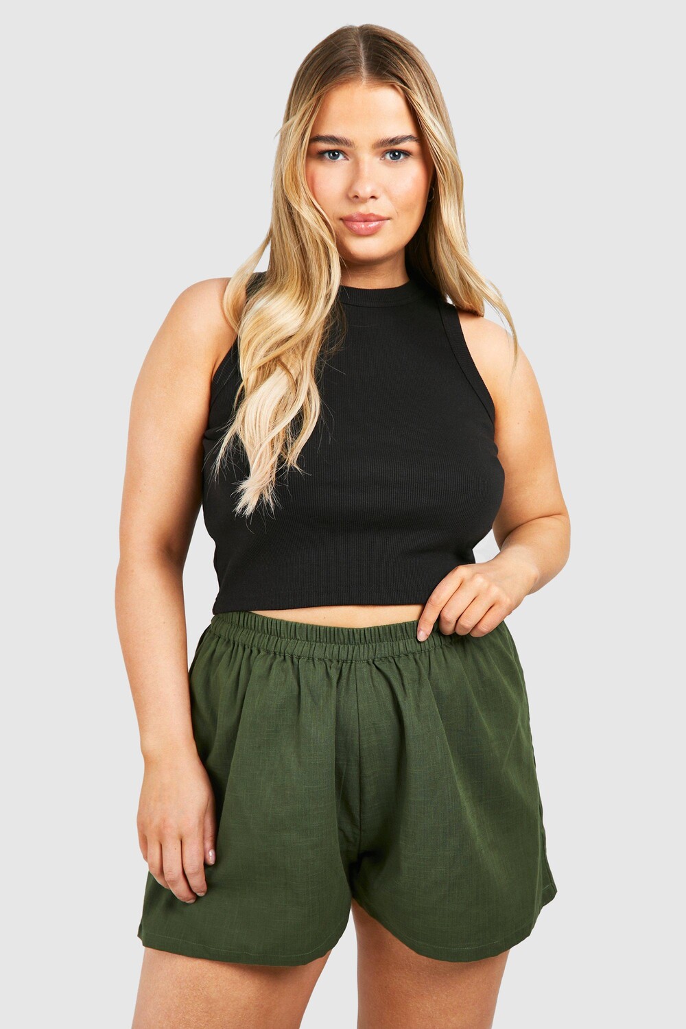 

Плюс хлопковые шорты Flippy boohoo, хаки
