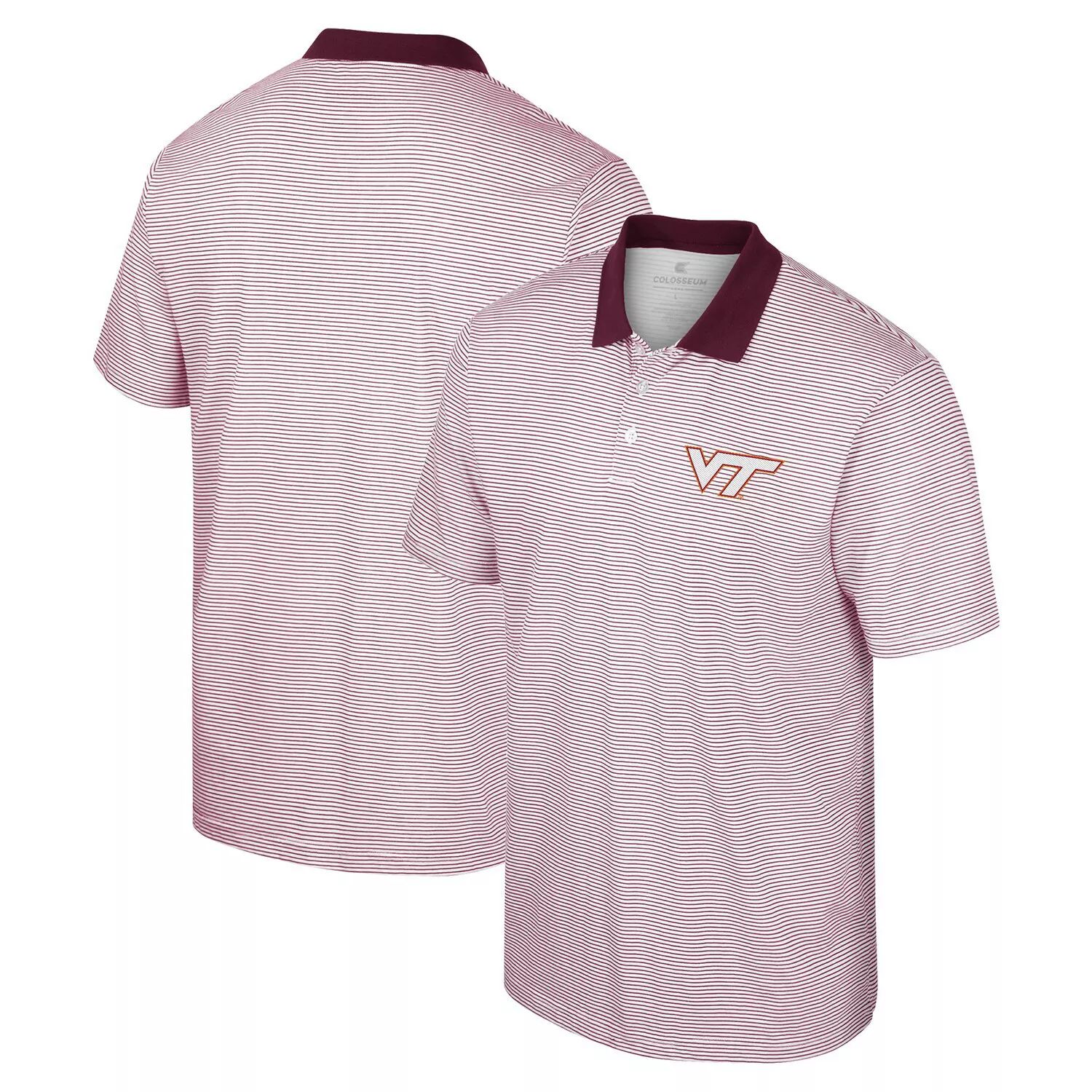 Мужская белая рубашка-поло в полоску с принтом Virginia Tech Hokies Colosseum