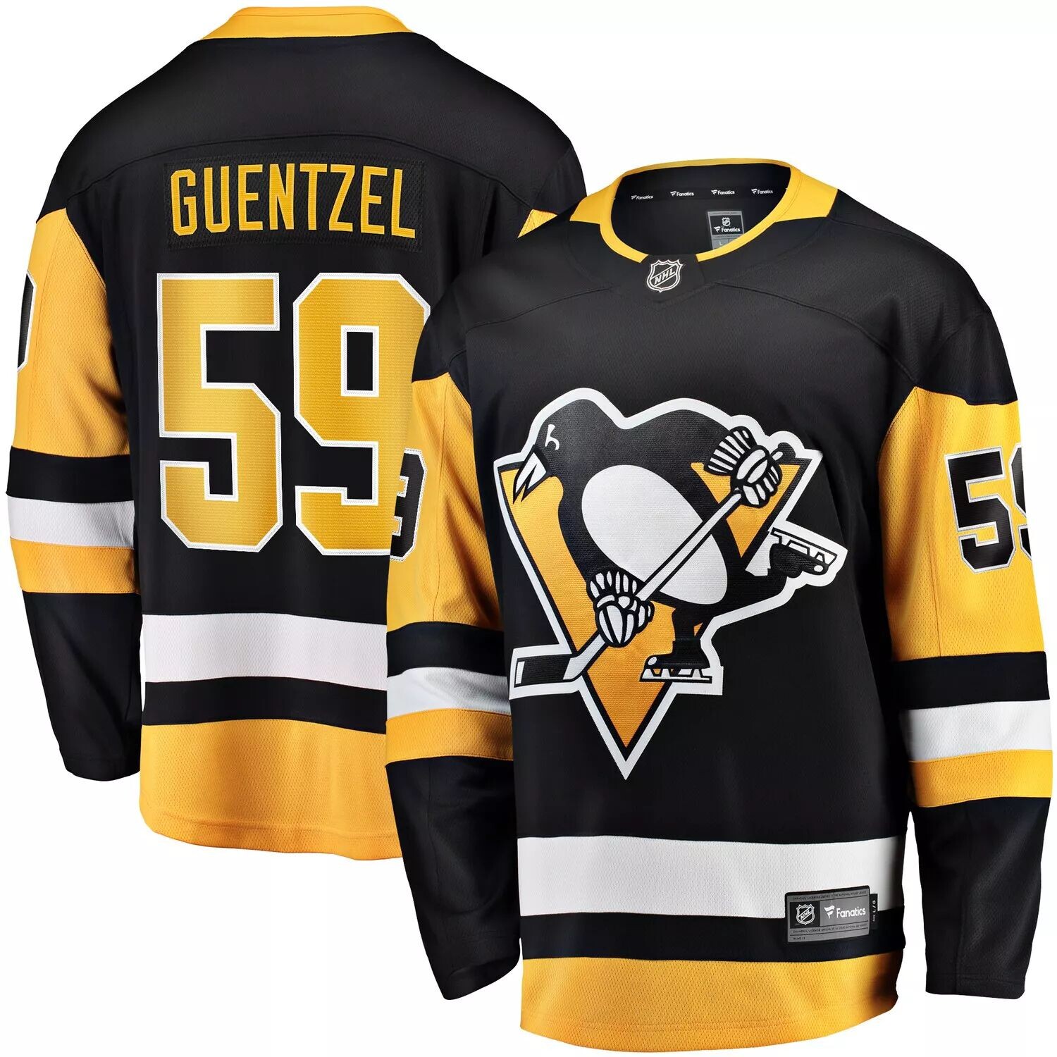 

Мужская черная футболка с логотипом Jake Guentzel Pittsburgh Penguins Home Premier Breakaway Player Fanatics, Черный