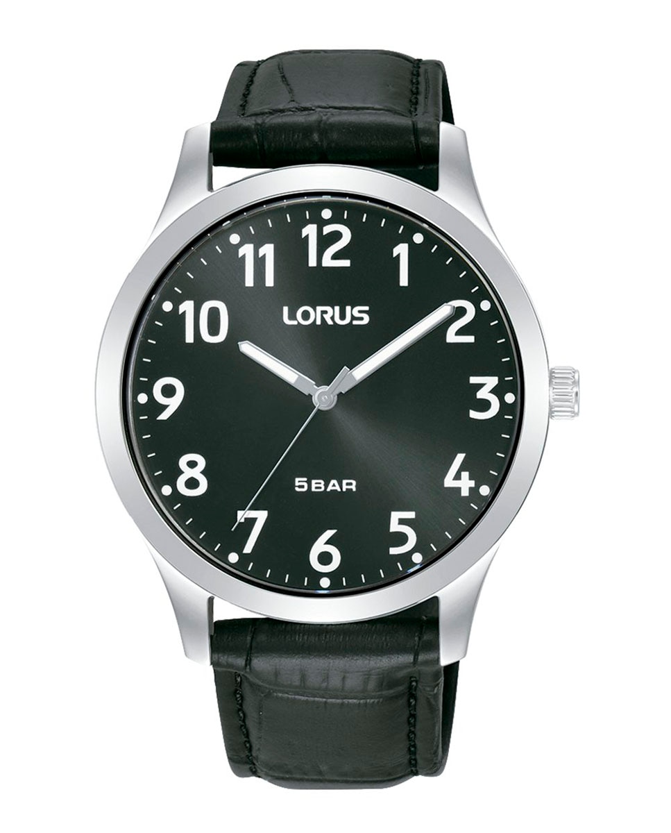 Классические мужские часы RRX03JX9 из кожи и черного ремешка Lorus, черный мужские часы mensor pewja0004802 из кожи и черного ремешка police черный