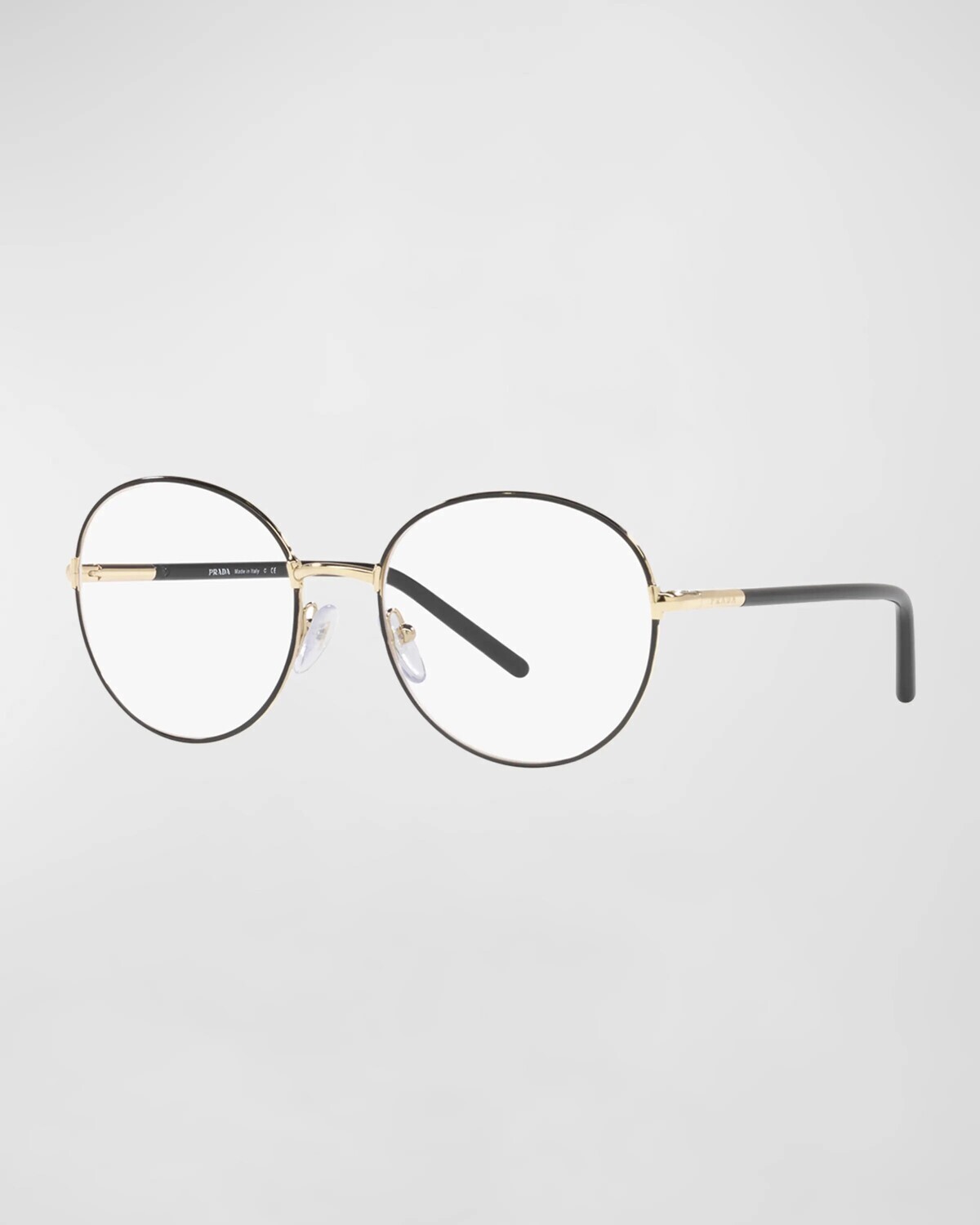 

Круглые очки из металла и пластика с выгравированным логотипом Prada, цвет Black Gold