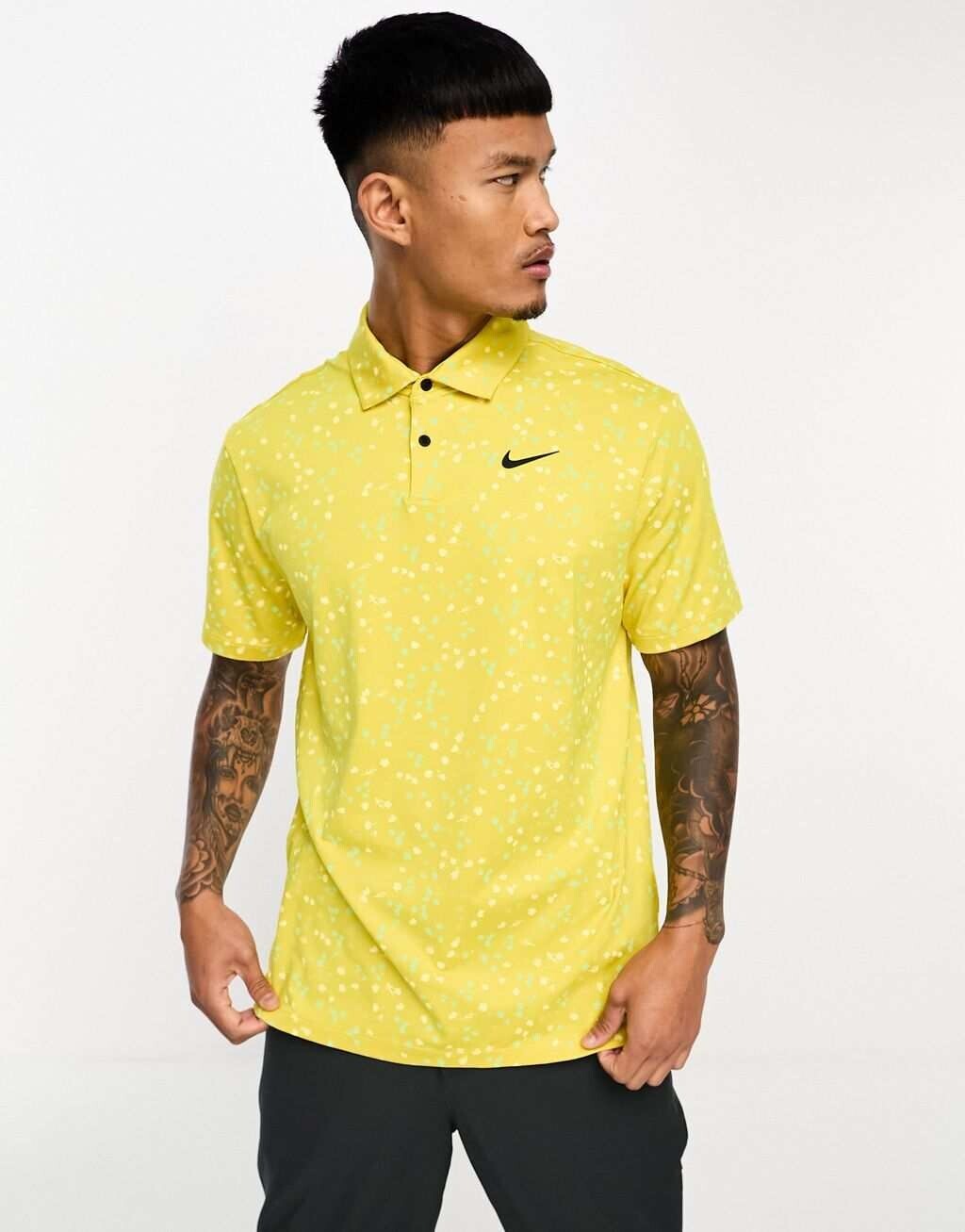 

Желтая рубашка-поло с микроцветочным принтом Nike Golf Tour Dri-Fit
