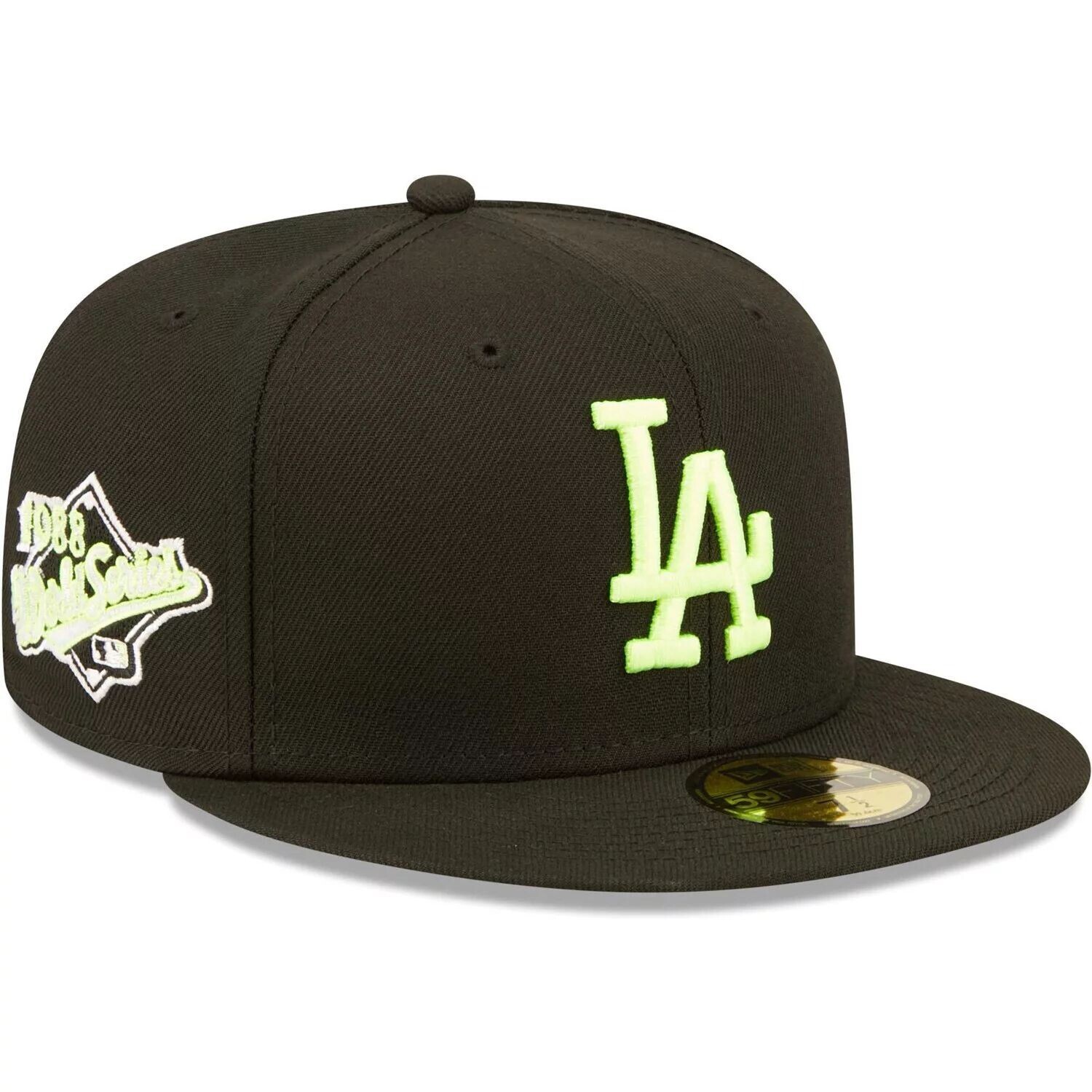 

Мужская New Era Black Los Angeles Dodgers Summer Pop 1988 World Series 59FIFTY Облегающая шляпа со змеиным принтом