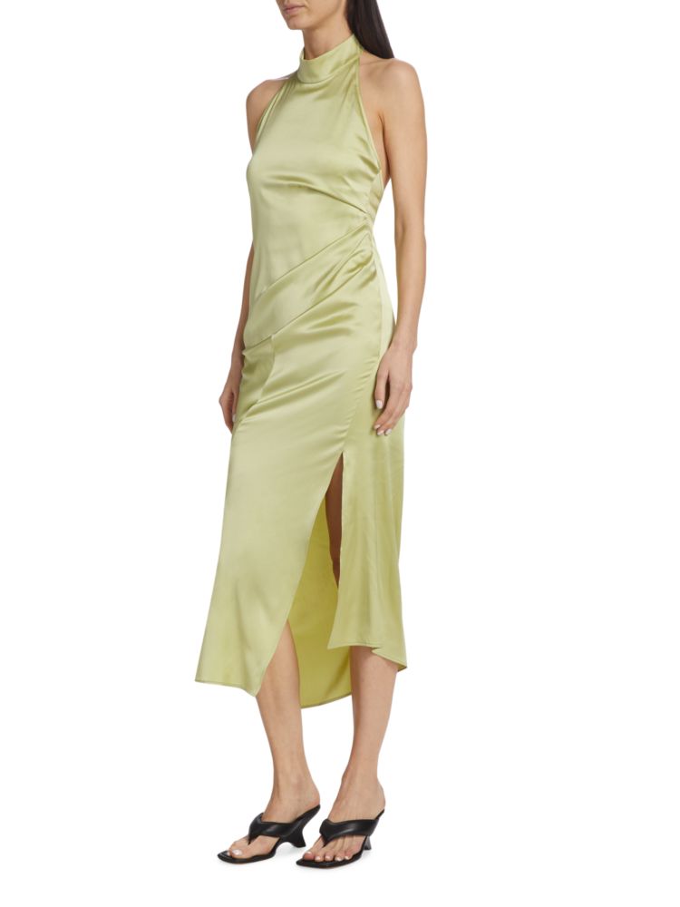 платье helmut lang j06hw604 красный l Шелковое драпированное платье-миди Helmut Lang, зеленый