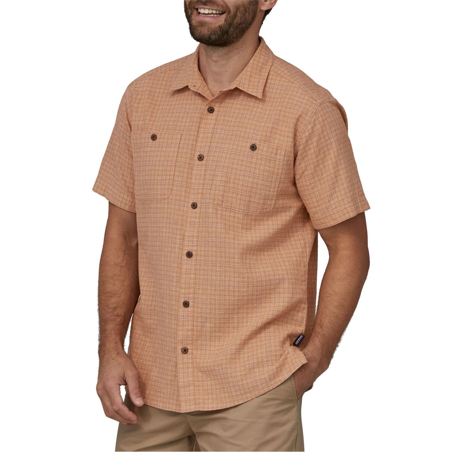 

Рубашка Patagonia Back Step Short-Sleeve Button-Down, цвет Rainfall Plaid: Trip Brown