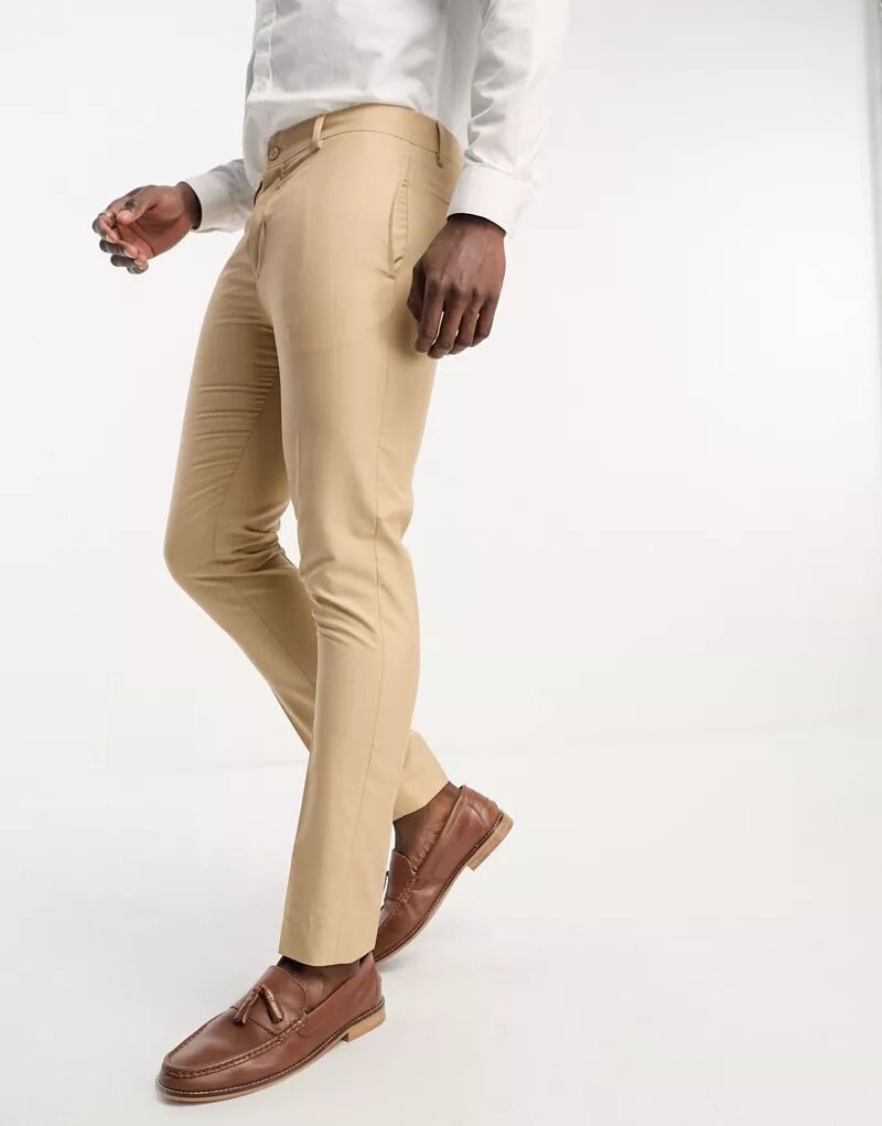 Светло-коричневые строгие брюки узкого кроя Bolongaro Trevor Wedding коричневые строгие брюки matteau