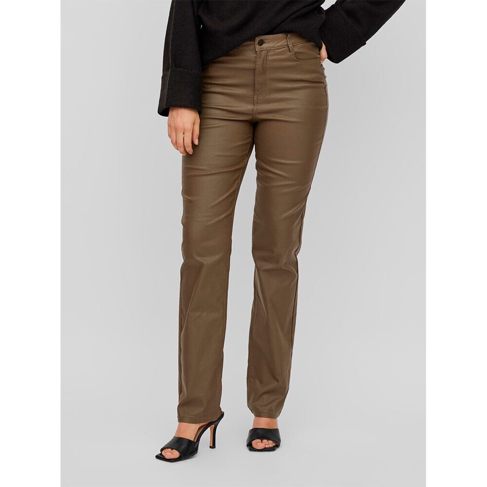 

Брюки Vila Commit Coated High Waist, коричневый