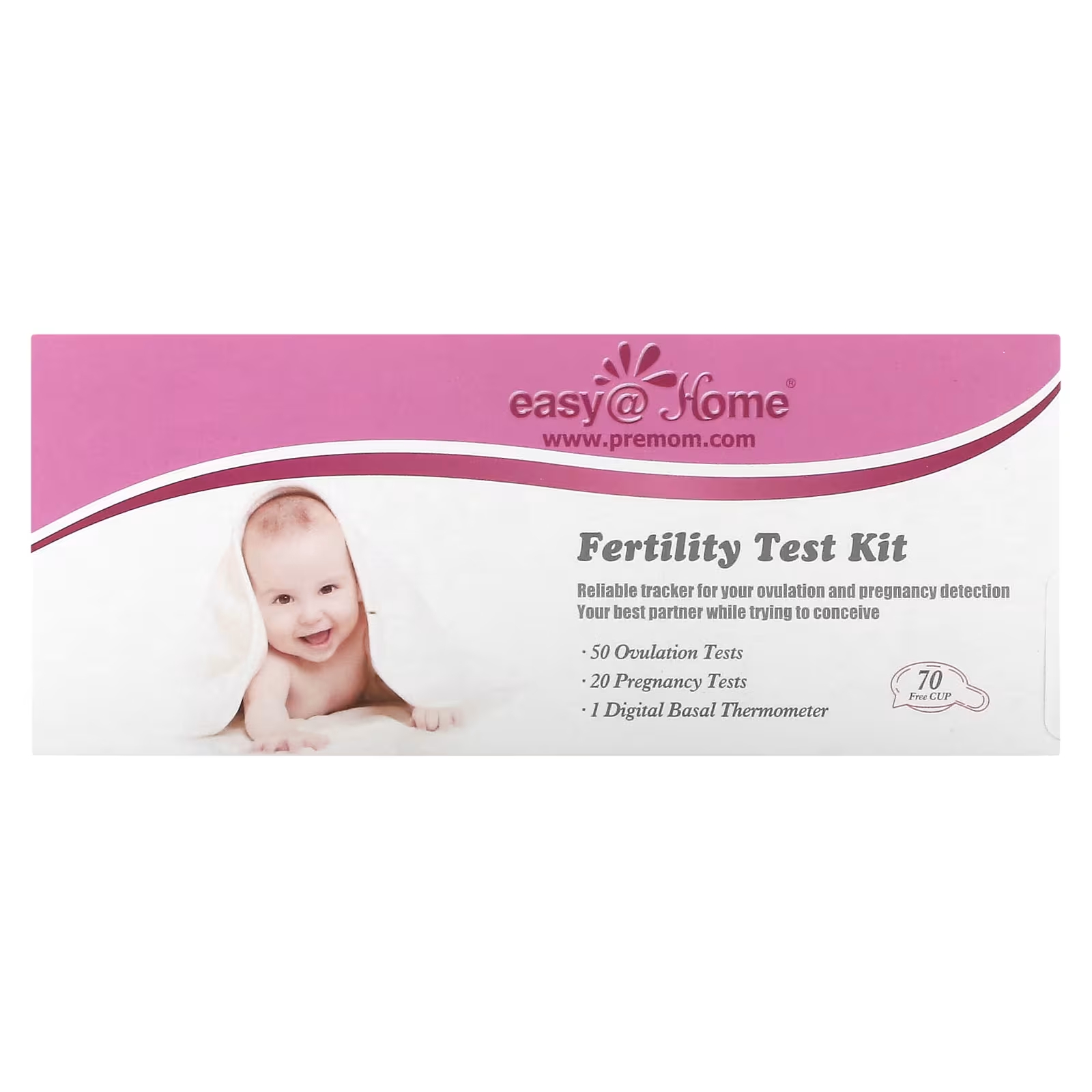 Набор для тестов на фертильность Easy@Home 50 тестов на овуляцию и 20 тестов на беременность + базальный термометр