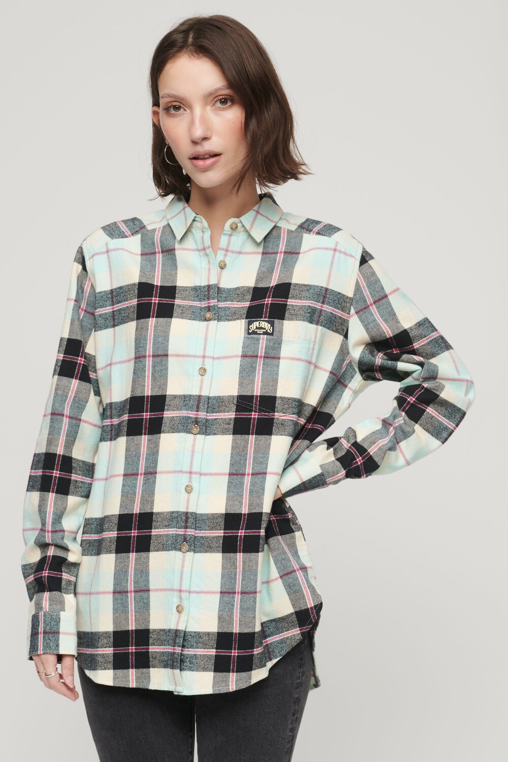 

Рубашка оверсайз в клетку Superdry, синий