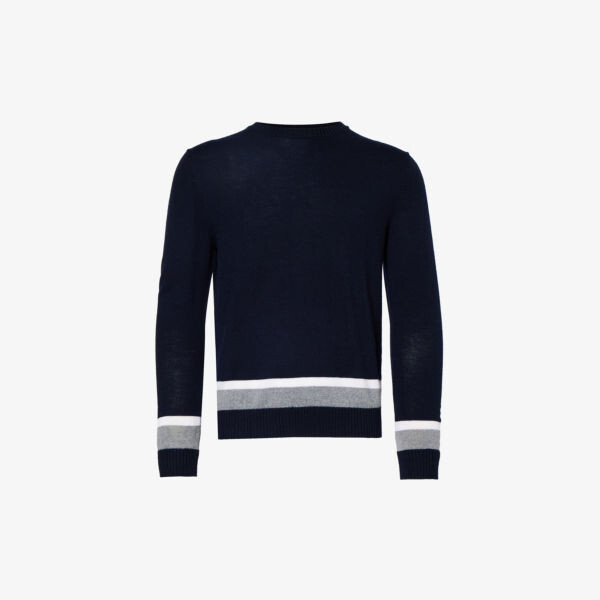 

Джемпер из шерсти с круглым вырезом и контрастными полосками Eleventy, серый