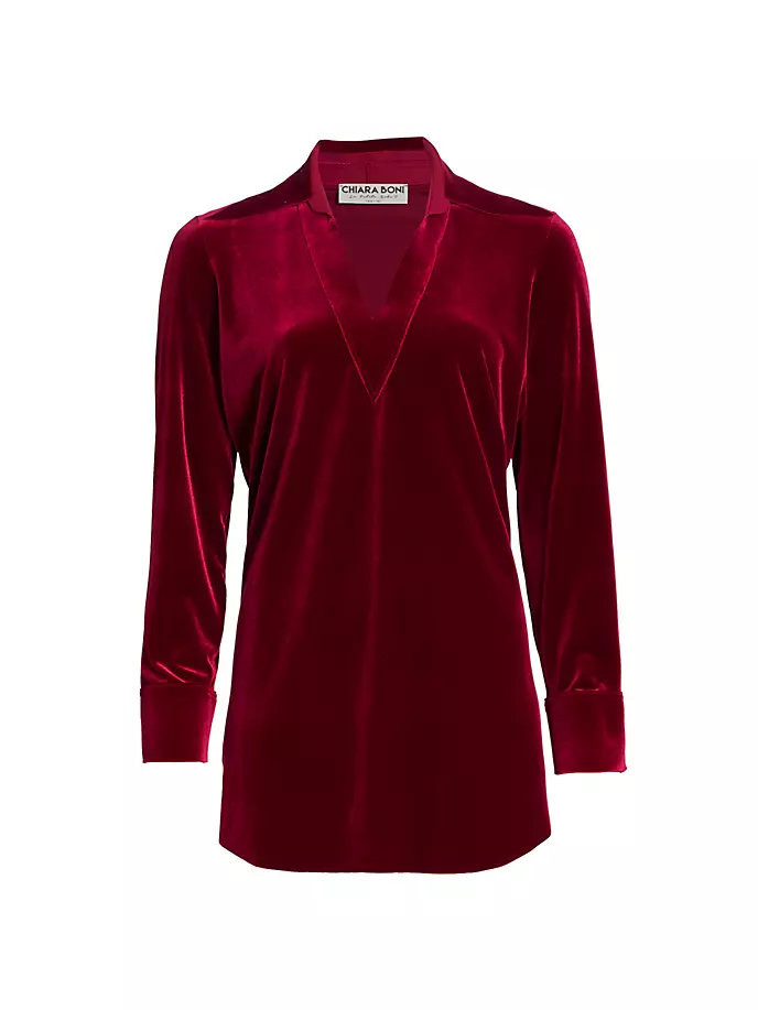 цена Бархатная блузка с длинными рукавами Chiara Boni La Petite Robe, цвет garnet