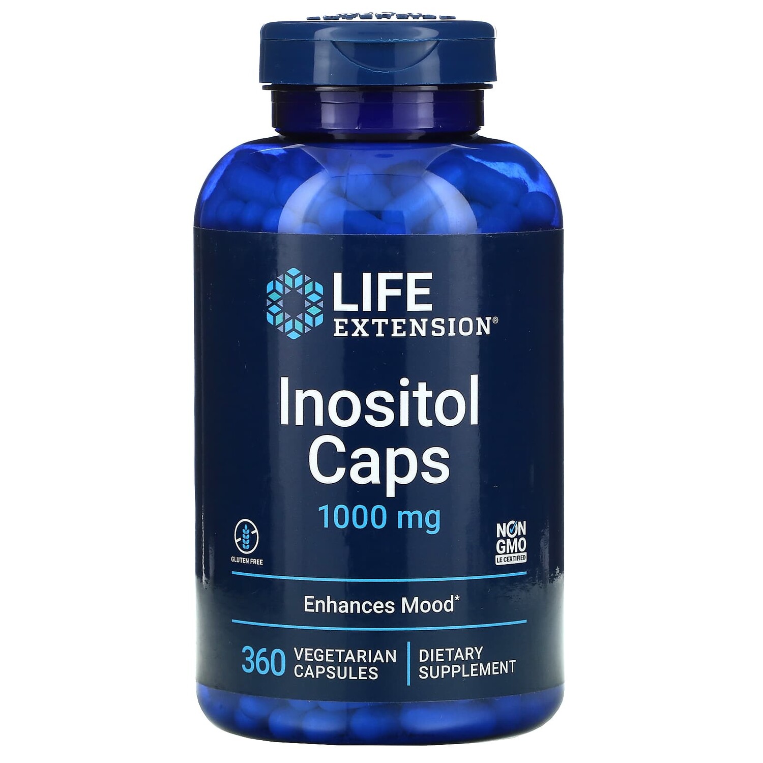 

Инозитол, 1000 мг, 360 вегетарианских капсул, Life Extension