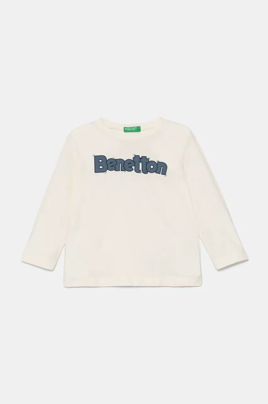 

Хлопковая рубашка с длинными рукавами United Colors of Benetton для мальчиков, бежевый