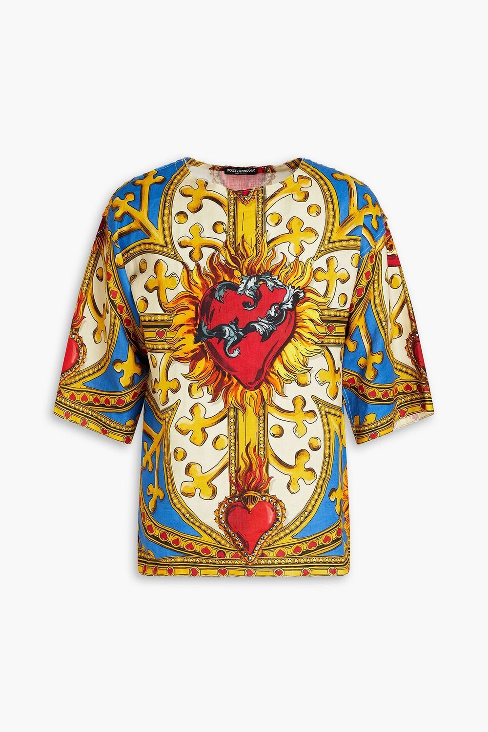 

Льняная футболка с принтом DOLCE & GABBANA, красный