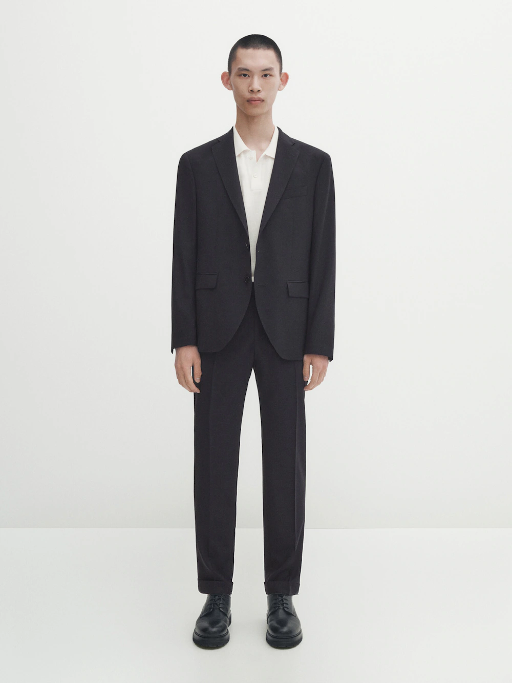 

Синие брюки из шерсти в клетку Massimo Dutti, синий