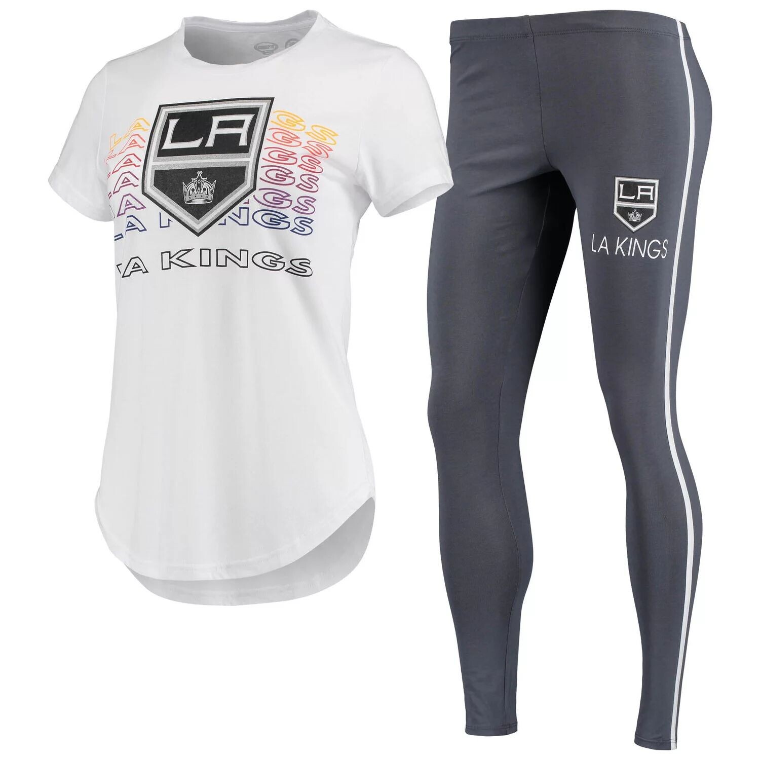 

Женский комплект из футболки и леггинсов Concepts Sport белого/темно-серого цвета Los Angeles Kings Sonata