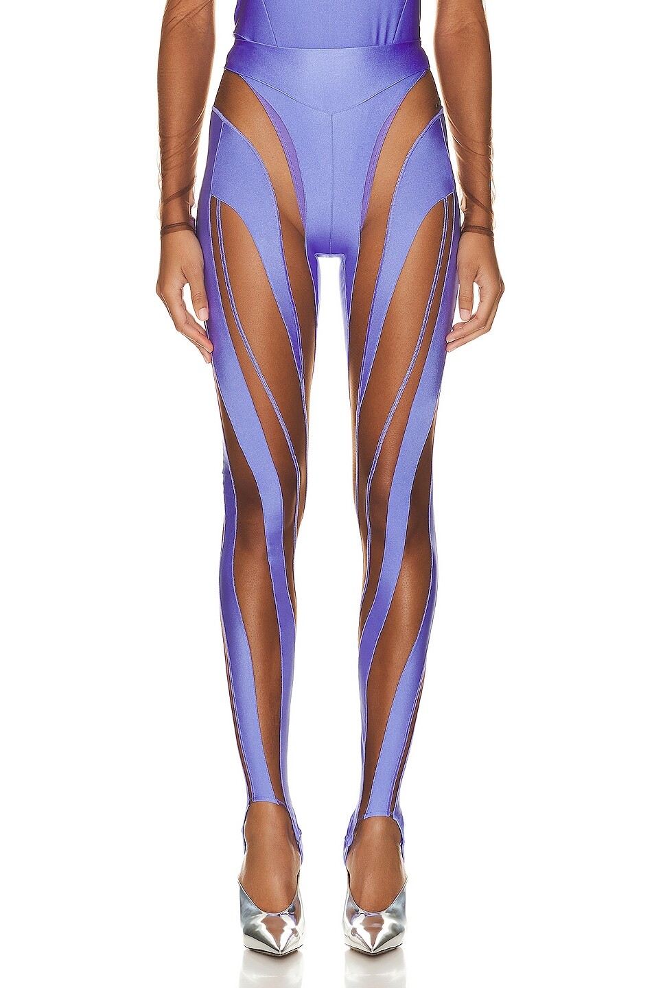 

Брюки Mugler Spiral Illusion Legging, цвет Lilac & Nude 02