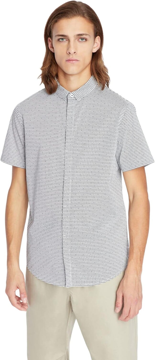 

Рубашка на пуговицах из эластичного хлопка Armani Exchange, цвет White/Navy Ued Trian