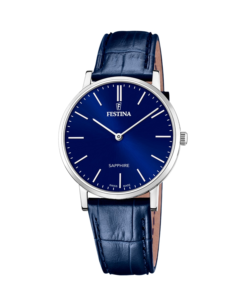 F20012/3 Мужские часы из синей кожи швейцарского производства Festina, синий наручные часы festina мужские наручные часы festina f20012 3 серебряный синий