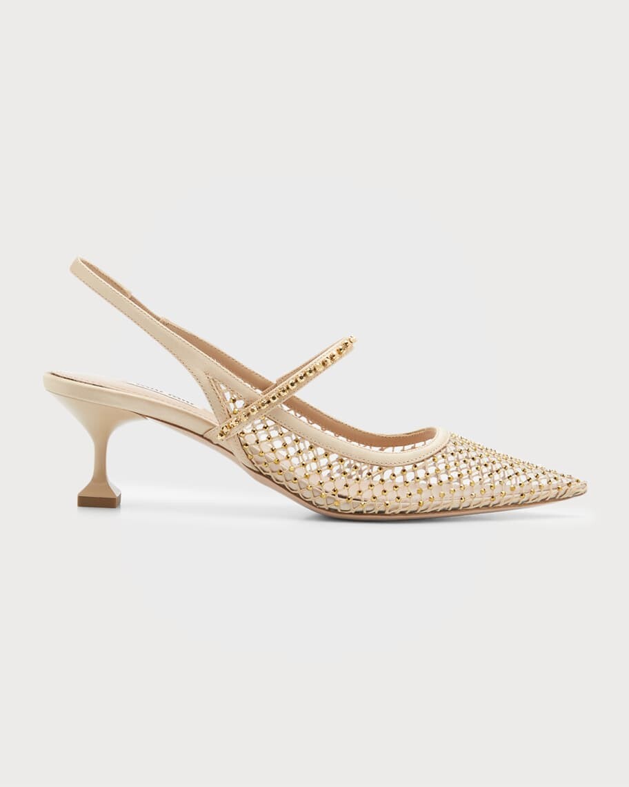 

Туфли-лодочки Crystal Net с ремешком на пятке Miu Miu