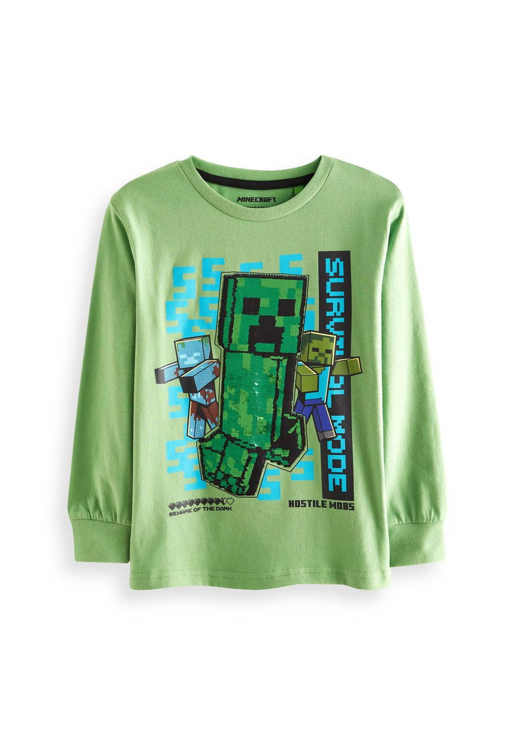 Топ с длинными рукавами SEQUIN LICENSE Next, цвет green minecraft creeper футболка minecraft – creeper danger