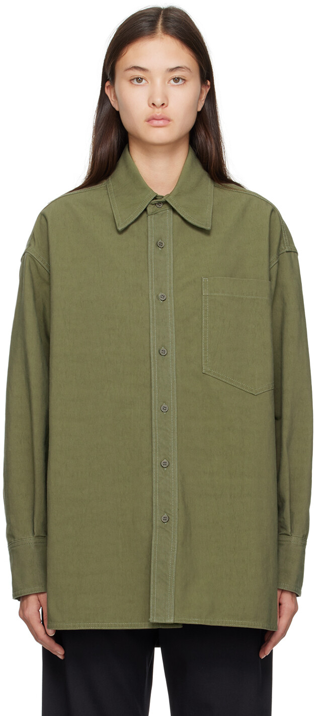 

Рубашка цвета хаки с накладными карманами MM6 Maison Margiela