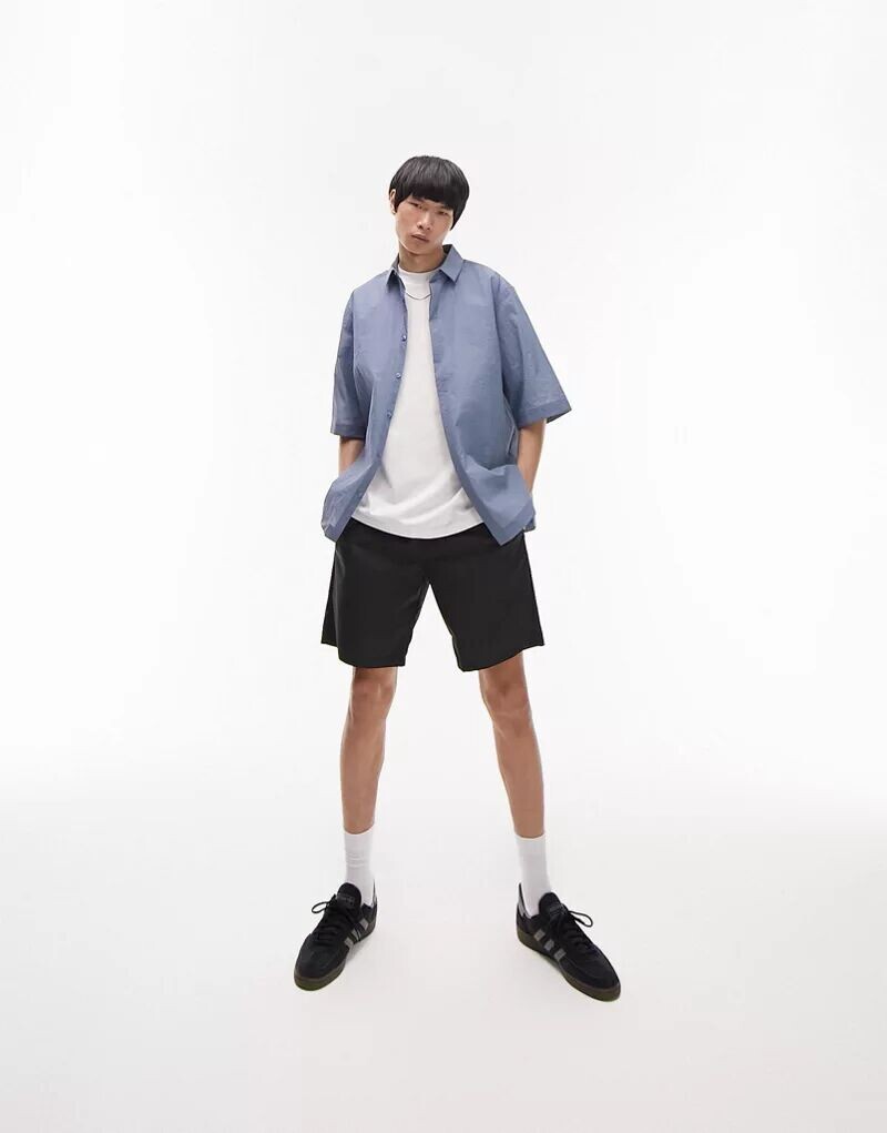 

Синяя рубашка свободного кроя с короткими рукавами Topman Limited
