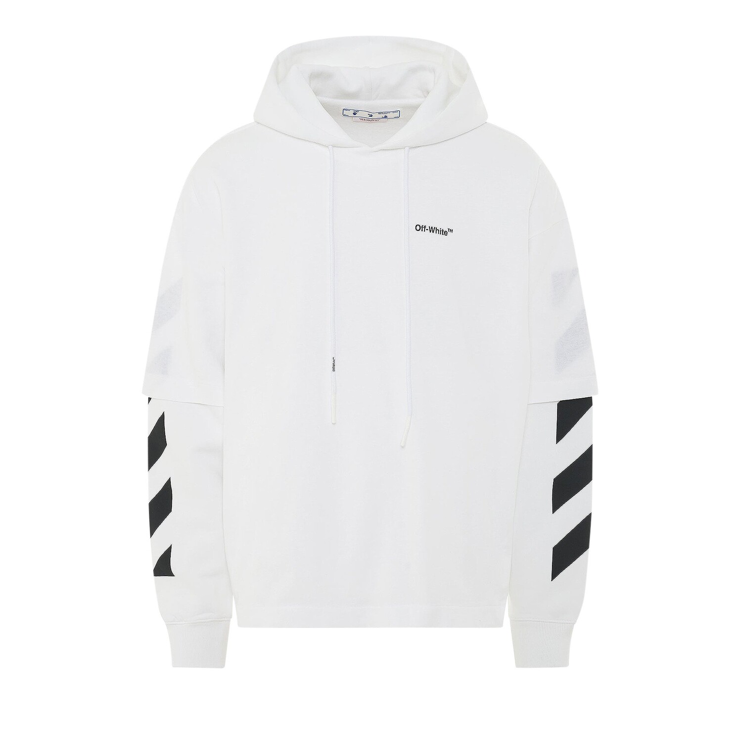 

Off-White Футболка с двойным капюшоном Diagonal Helvetica, Белая, Белый