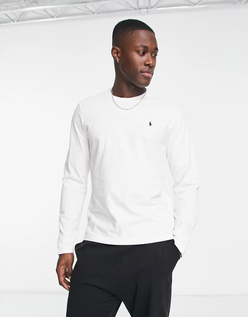 Белый мягкий хлопковый топ с длинными рукавами Polo Ralph Lauren