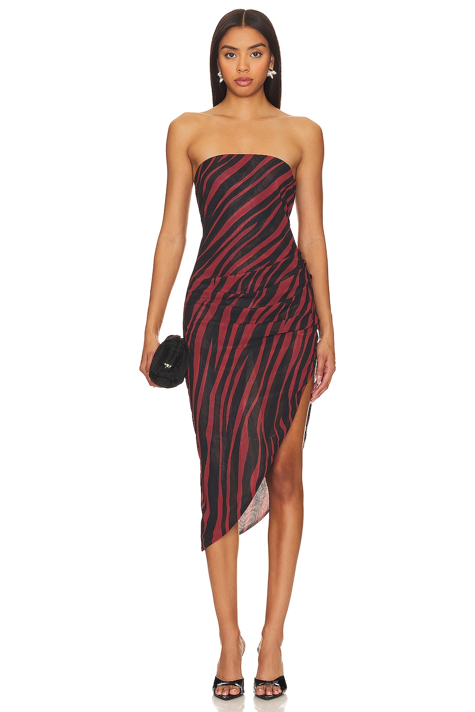 Платье миди Amanda Uprichard x REVOLVE Janae, цвет Black Brown Zebra