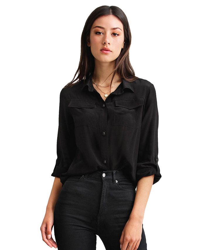 Женская блузка Eclipse с закатанными рукавами Belle & Bloom, черный