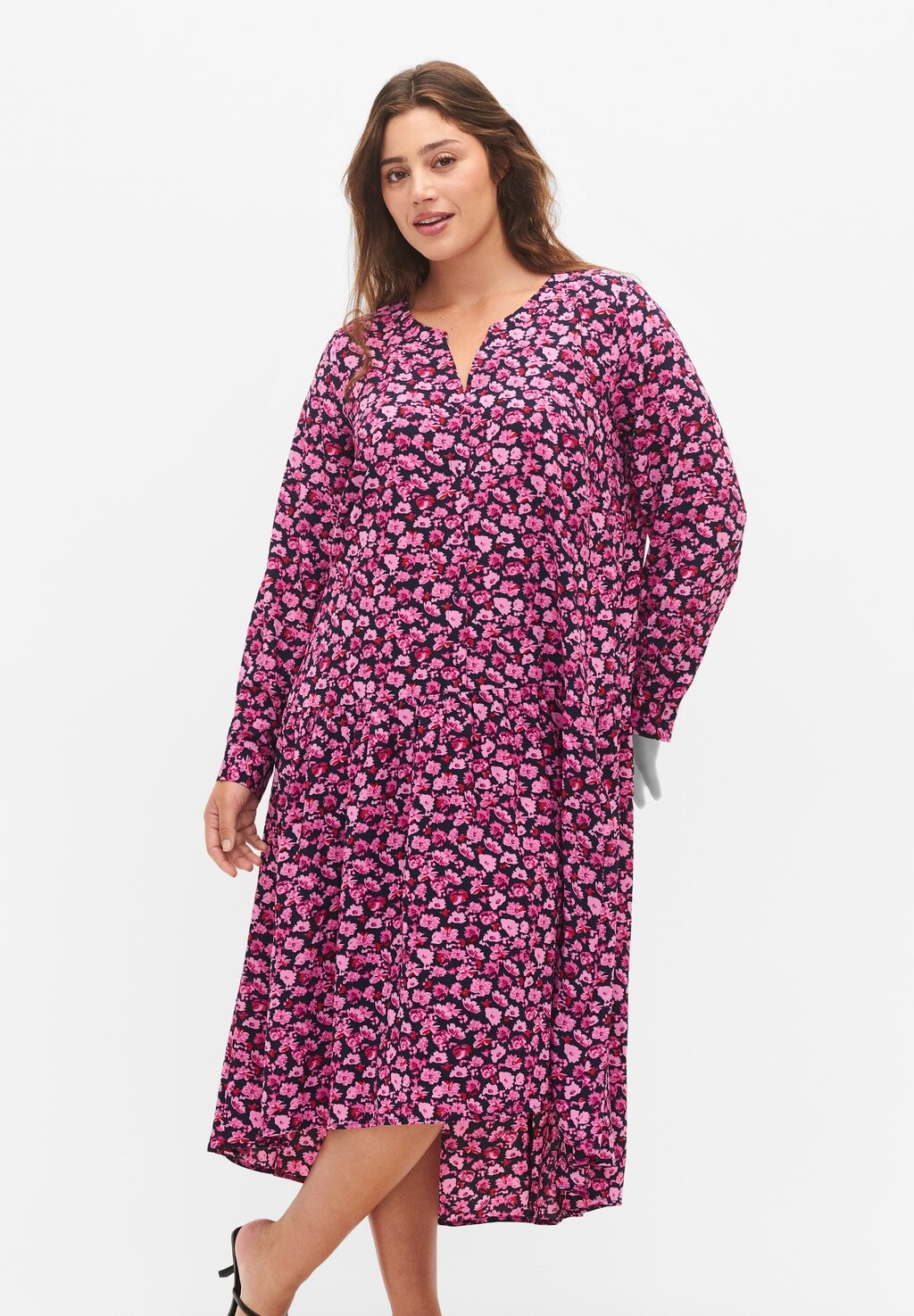 

Платье Camisero Zizzi МИДИ С ДЛИННЫМИ РУКАВАМИ, цвет navy purple aop