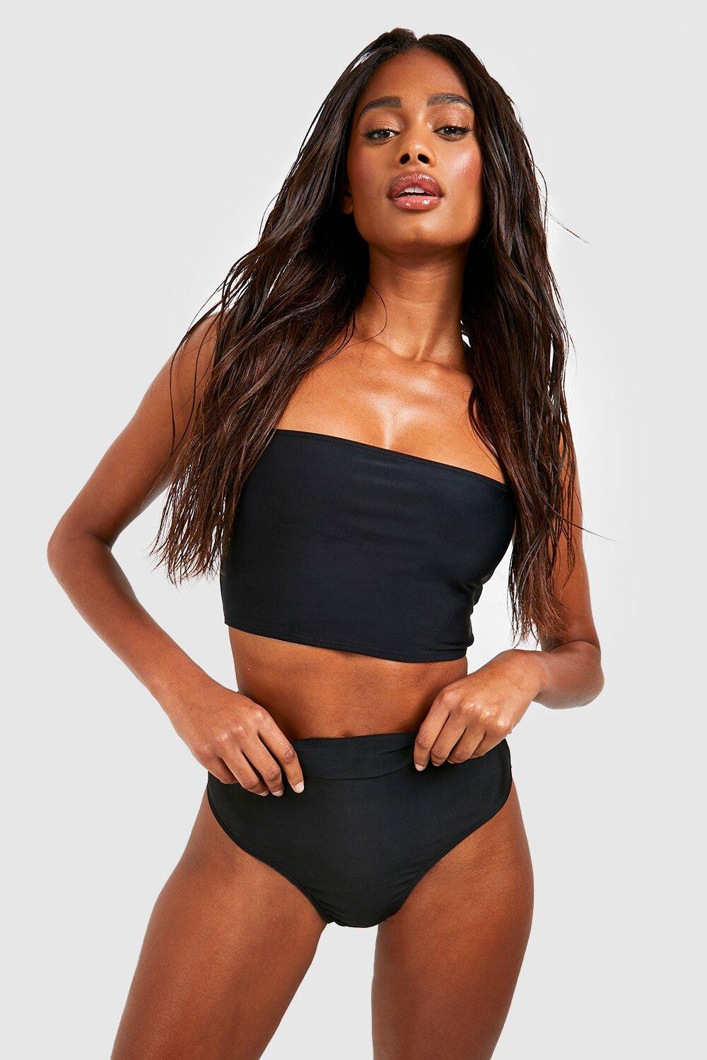 

Трусики бикини с высокой талией Essentials boohoo, черный