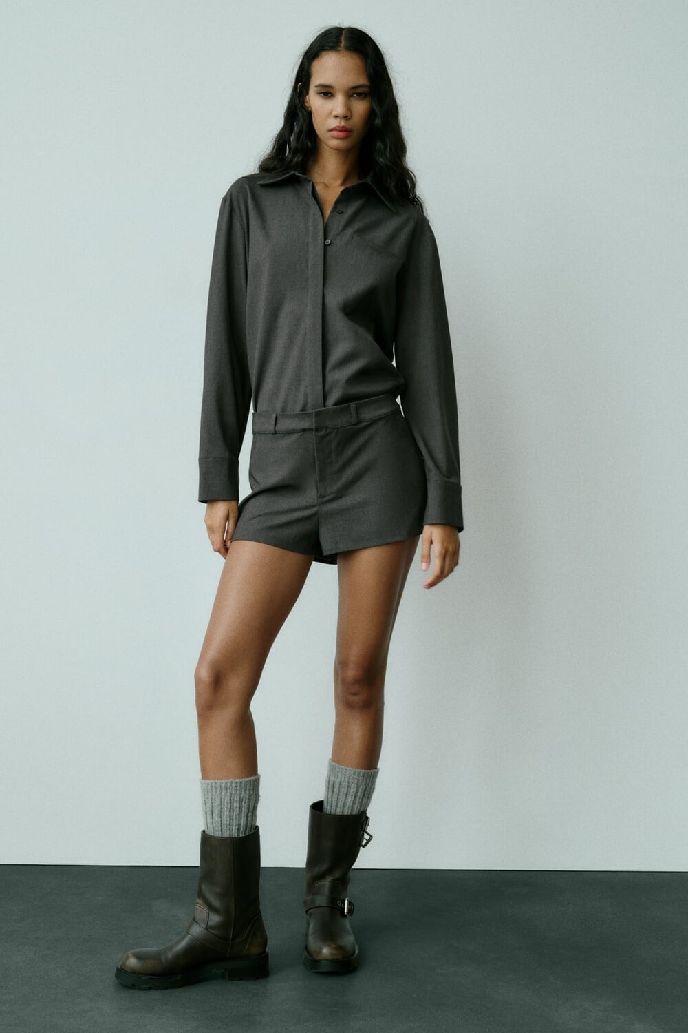 

Комбинезон в рубашке ZARA, серый