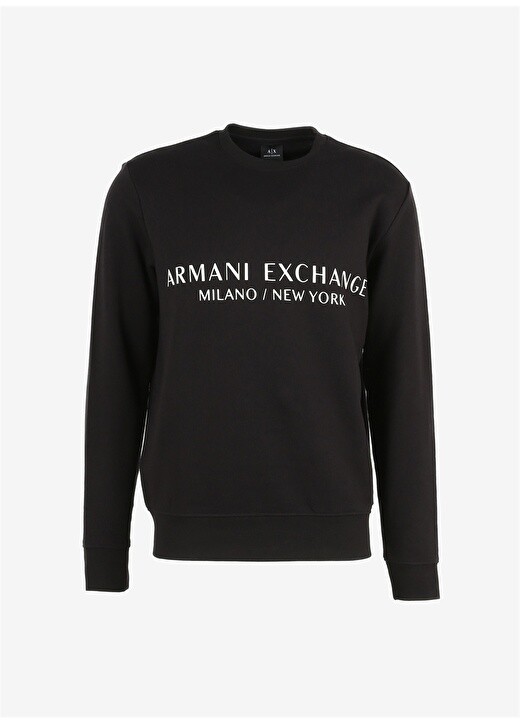 

Черная мужская толстовка с круглым вырезом Armani Exchange, Черный