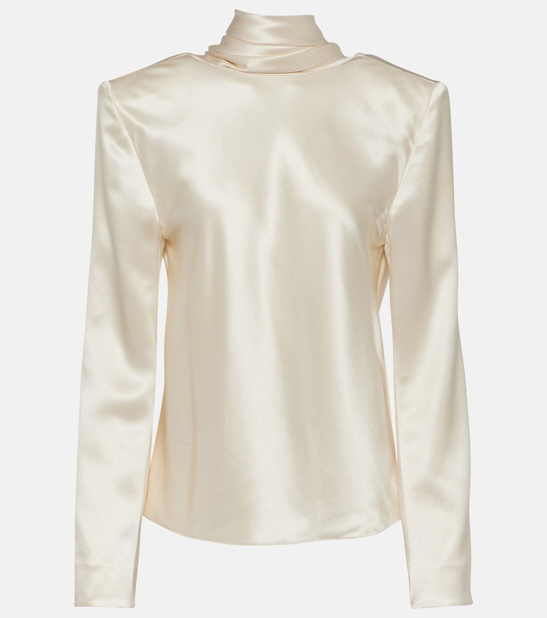 

Шелковый топ со сборками Saint Laurent, белый