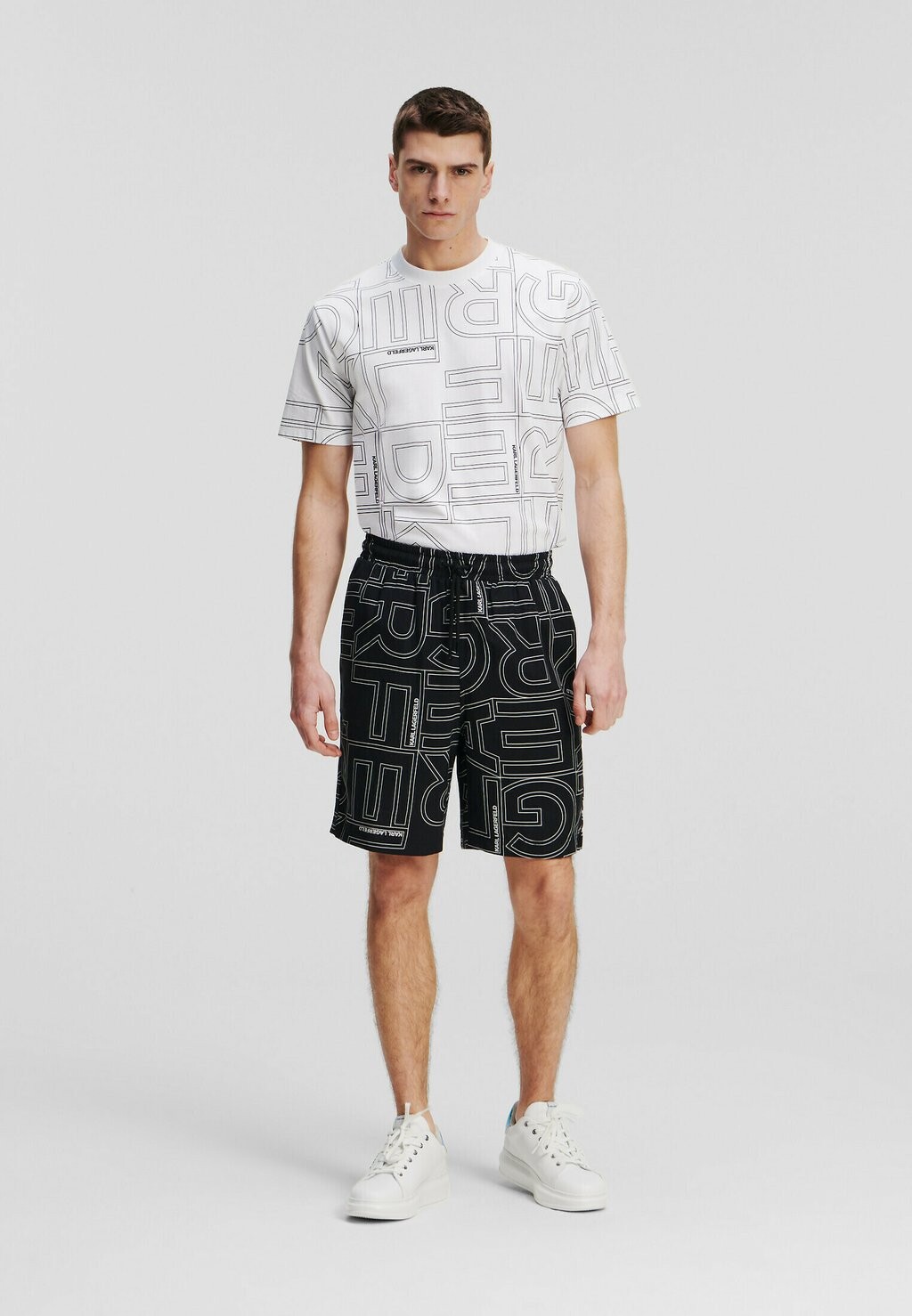 

Шорты SQUARE ALL-OVER PRINT LOGO KARL LAGERFELD, черный, белый, квадратный карл