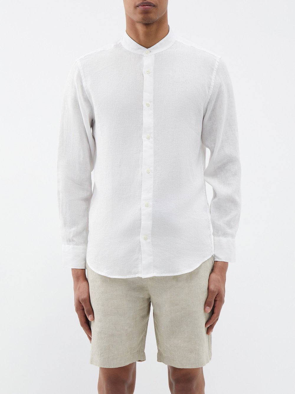 Льняная рубашка без воротника jorge Frescobol Carioca, белый
