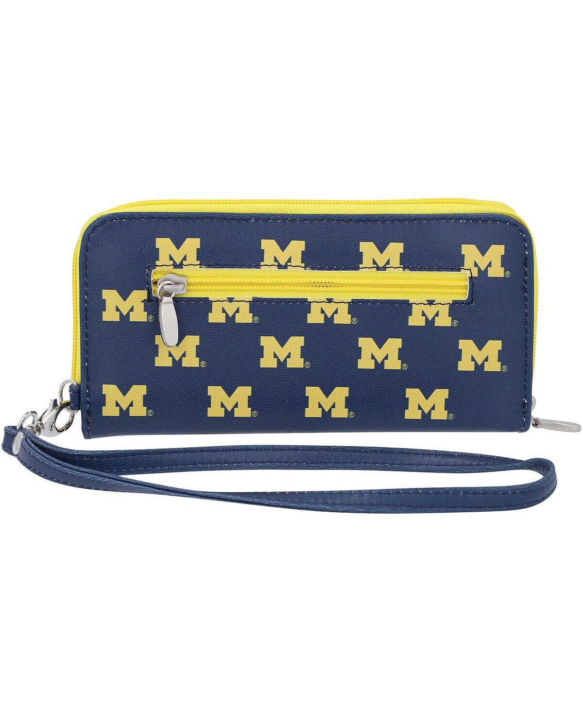 

Женский кошелек Michigan Wolverines на молнии вокруг браслета Eagles Wings, синий