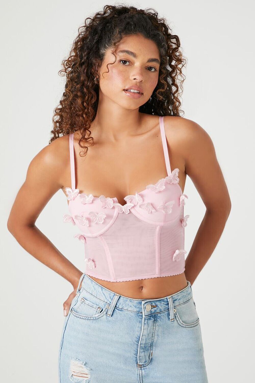 

Бюстье с аппликацией бабочки Forever 21, розовый