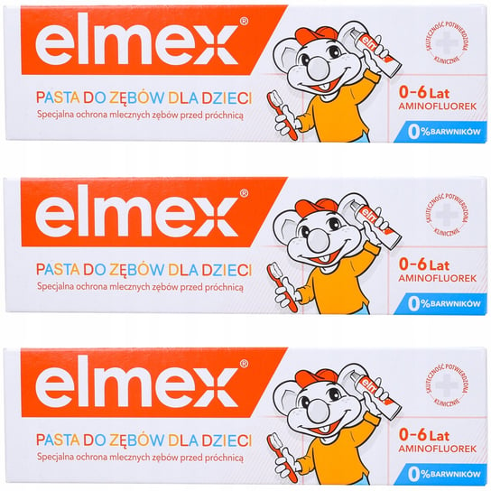 цена Зубная паста для детей 0–6 лет, 3х50 мл Elmex Kids