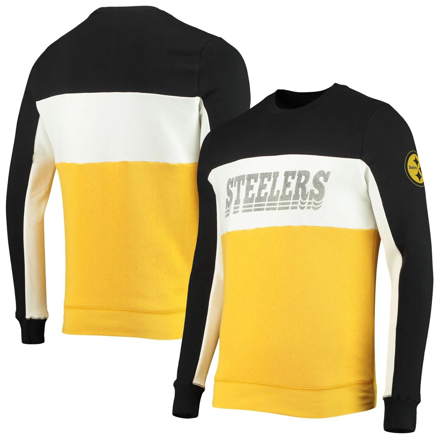 

Мужской пуловер с цветными блоками, черный/золотой Pittsburgh Steelers, толстовка с капюшоном Junk Food