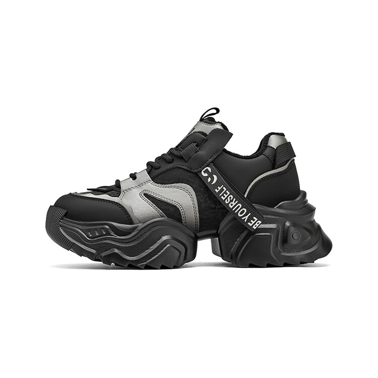 

Кроссовки женские толстые низкие Josiny, цвет Black/Silver (Velvet)