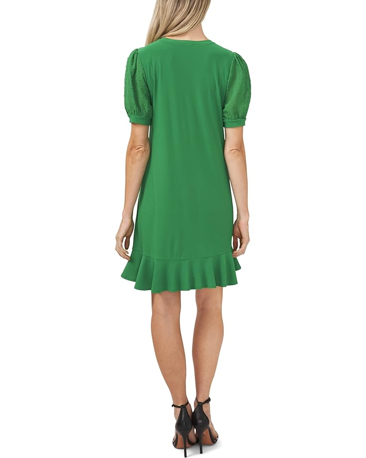 Платье CeCe Clip Dot Puff Sleeve Dress, цвет Lush Green