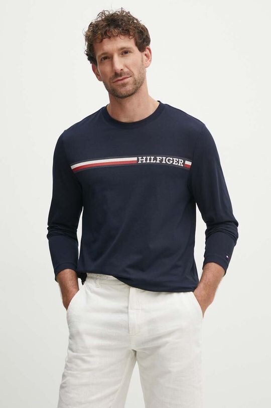 

Хлопковая рубашка с длинным рукавом Tommy Hilfiger, темно-синий